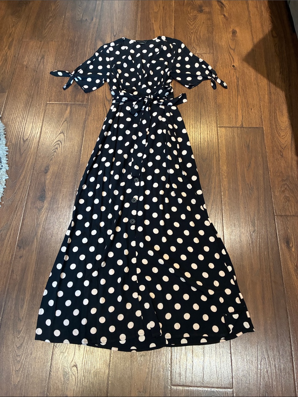 Sanctuary Black Maxi Dress with White Polka Dots